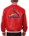 St Louis Cardinals Red Bomber Leather Jacket Back