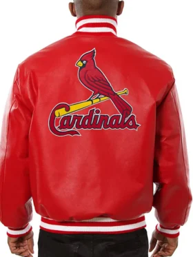 St Louis Cardinals Red Bomber Leather Jacket Back