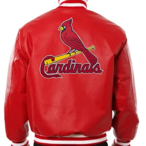 St Louis Cardinals Red Bomber Leather Jacket Back