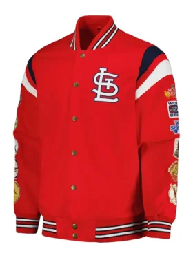 St Louis Cardinals Red Championship Bomber Full Snap Jacket