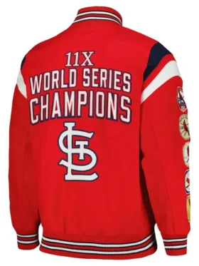 St Louis Cardinals Red Championship Wool Varsity Jacket BAck
