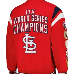 St Louis Cardinals Red Championship Wool Varsity Jacket BAck