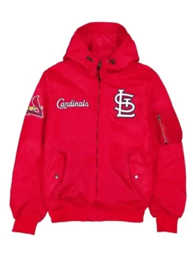 St Louis Cardinals Red Satin Zipper Ma 1 Bomber Jacket