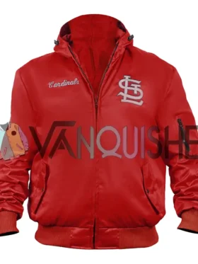 St Louis Cardinals Red Satin Zipper Ma-1 Bomber Jacket front