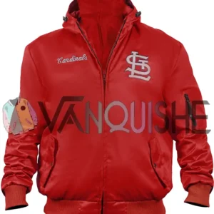 St Louis Cardinals Red Satin Zipper Ma-1 Bomber Jacket front