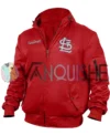 St Louis Cardinals Red Satin Zipper Ma-1 Bomber Jacket left