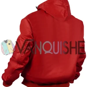 St Louis Cardinals Red Satin Zipper Ma-1 Bomber Jacket left back