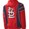 St Louis Cardinals Red Starter Pull Over Jacket Back