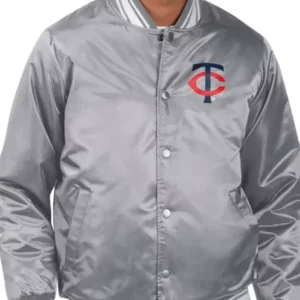Starter Minnesota Twins Mens Grey Stacked Logo Jacket