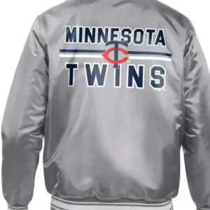 Starter Minnesota Twins Mens Grey Stacked Logo Jacket Back