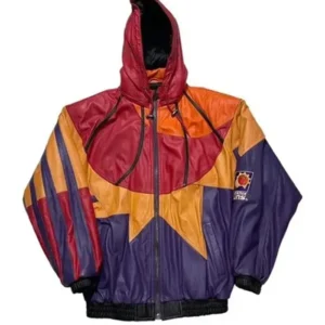 Suns Leather Vintage Zipper Hooded Jacket