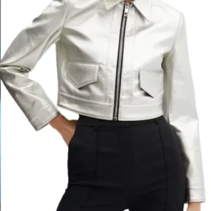 Sweet Magnolias S04 Annie Sullivan Silver Leather Jacket For Sale