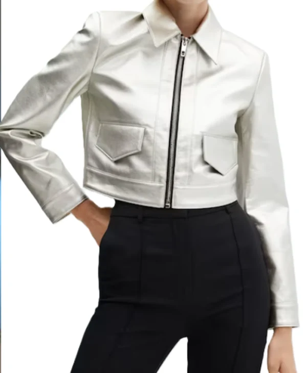 Sweet Magnolias S04 Annie Sullivan Silver Leather Jacket For Sale