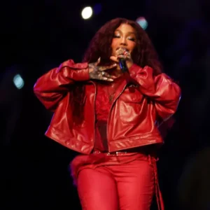 Sza Super Bowl Lix Halftime Show Red Leather Jacket