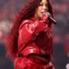 Sza Super Bowl Lix Halftime Show Red Leather Jacket sale