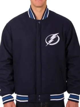 Tampa Bay Lightning Navy Blue Varsity Wool Jacket