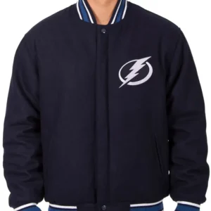 Tampa Bay Lightning Navy Blue Varsity Wool Jacket