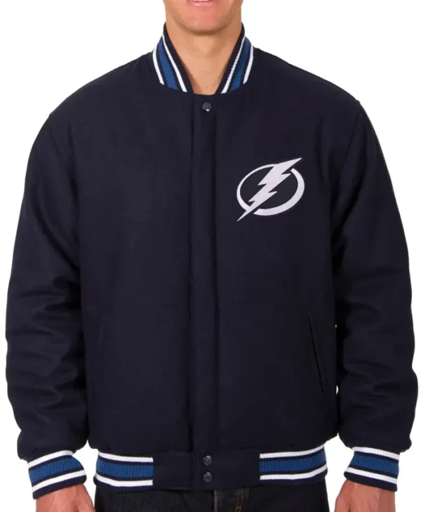 Tampa Bay Lightning Navy Blue Varsity Wool Jacket