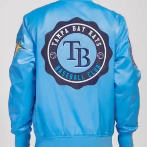Tampa Bay Rays sky blue satin jacket Back