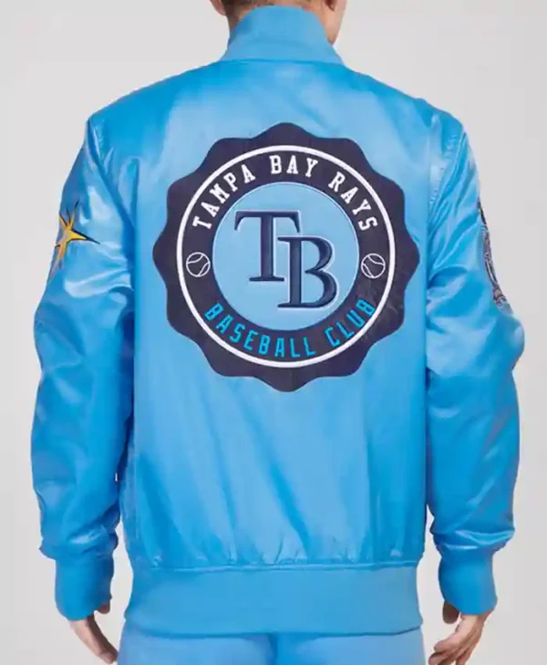 Tampa Bay Rays sky blue satin jacket Back