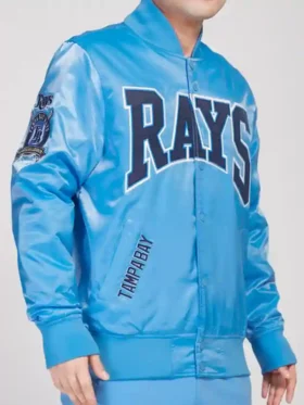 Tampa Bay Rays sky blue satin jacket Side