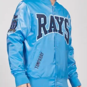 Tampa Bay Rays sky blue satin jacket Side