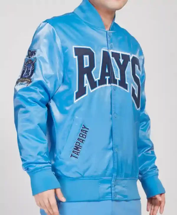 Tampa Bay Rays sky blue satin jacket Side