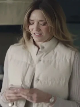 Tess Haubrich Friends Like Her Cream Puffer Vest