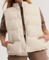 Tess Haubrich Friends Like Her Cream Puffer Vest For Sale