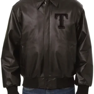 Texas Rangers Black Bomber Leather Jacket