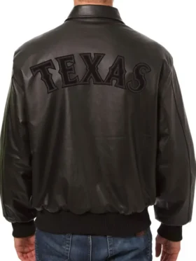 Texas Rangers Black Bomber Leather Jacket Back