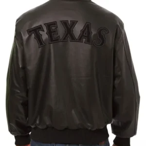 Texas Rangers Black Bomber Leather Jacket Back