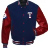 Texas Rangers Navy Blue And Red Varsity Full Snap Jacket
