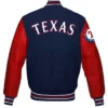 Texas Rangers Navy Blue And Red Varsity Full Snap Jacket Back