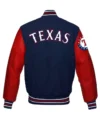 Texas Rangers Navy Blue And Red Varsity Full Snap Jacket Back