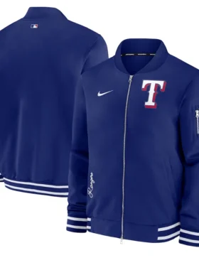 Texas Rangers Navy Blue Bomber Full Zipper Jacket