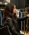 The Life List 2025 Sofia Carson Black Leather Jacket Side