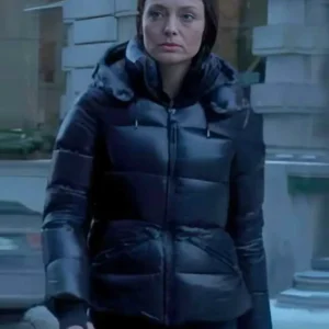 The Recruit Laura Haddock Black Puffer Jacket 1