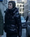 The Recruit Laura Haddock Black Puffer Jacket Side 1