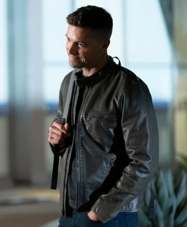 The Rookie S07 Eric Winter Black Leather Jacket Side