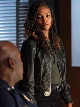 The Rookie S07 Mekia Cox Black Leather Bomber Jacket