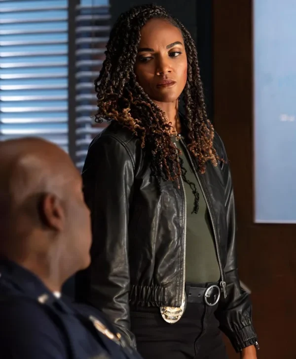 The Rookie S07 Mekia Cox Black Leather Bomber Jacket