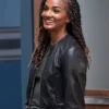 The Rookie S07 Mekia Cox Black Leather Bomber Jacket Side