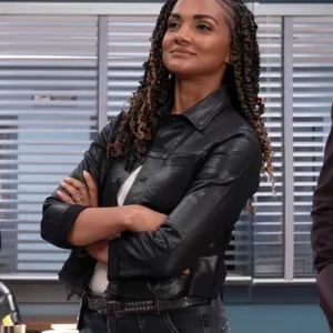 The Rookie S07 Mekia Cox Black Leather Jacket Side