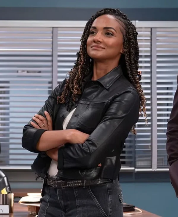 The Rookie S07 Mekia Cox Black Leather Jacket Side