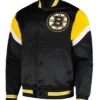 Toby Boston Bruins Midweight Black Satin Varsity Jacket