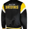 Toby Boston Bruins Midweight Black Satin Varsity Jacket Back