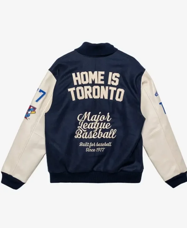 Toronto Blue Jays Navy And Cream Letterman Jacket