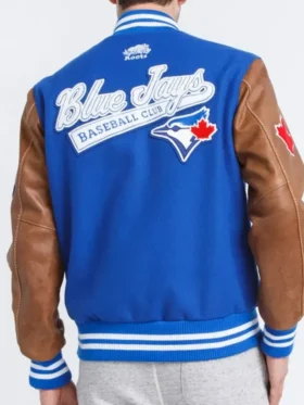 Toronto Blue and Brown blue jays letterman jacket Back