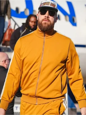 Travis Kelce Super Bowl LIX Team Arrivals Tracksuit